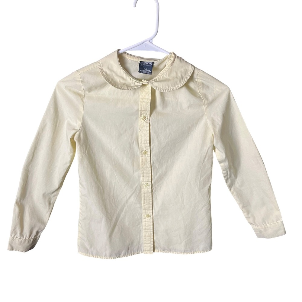 French Toast Long Sleeve Peter Pan Collar Shirt Girls 12 Yellow School Uniform - Picture 13 of 16